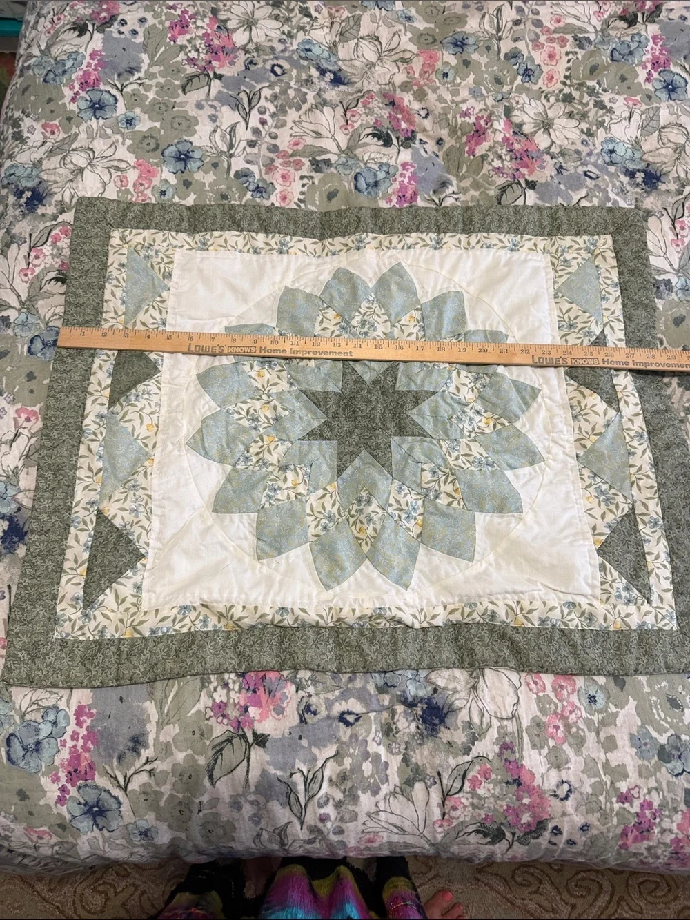 Handmade Quilted Pillow Shams in Soft Sage and Cream